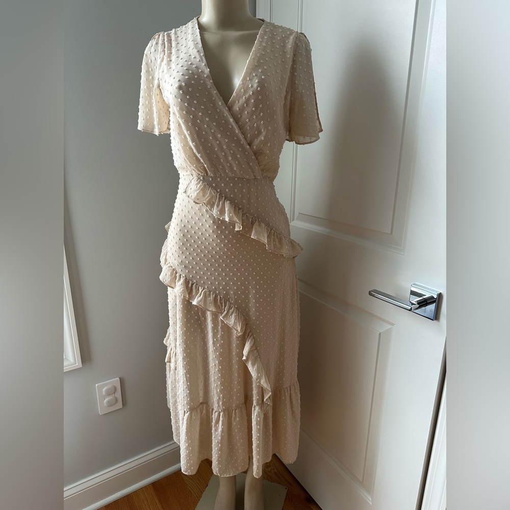 Lulu's Cream Ruffle Midi Dress